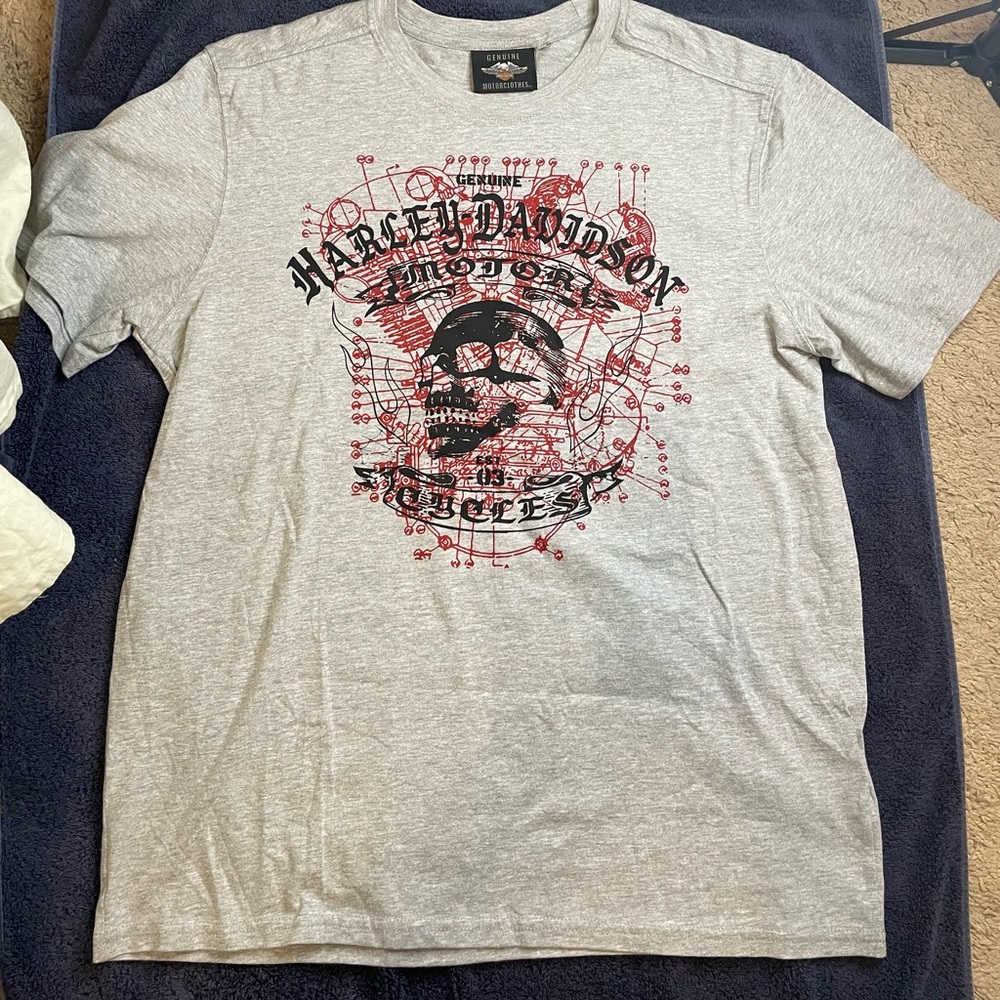 Harley-Davidson® Men's Schematic Skull Short Sleeve T-Shirt Heather Gray
